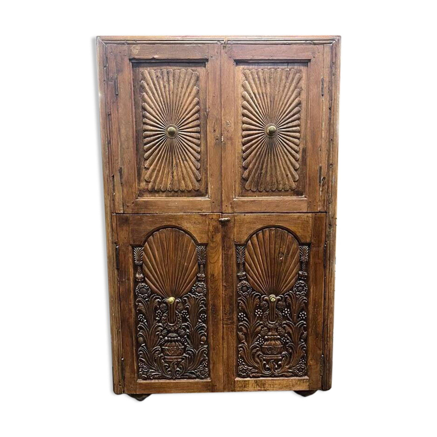 vintage shallow wooden wall cabinet
