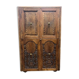 vintage shallow wooden wall cabinet