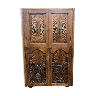 vintage shallow wooden wall cabinet