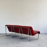 Red leather Remmi sofa by Yrjö Kukkapuro