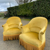 Pair of yellow toad armchairs