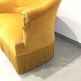 Velvet fringed sofa