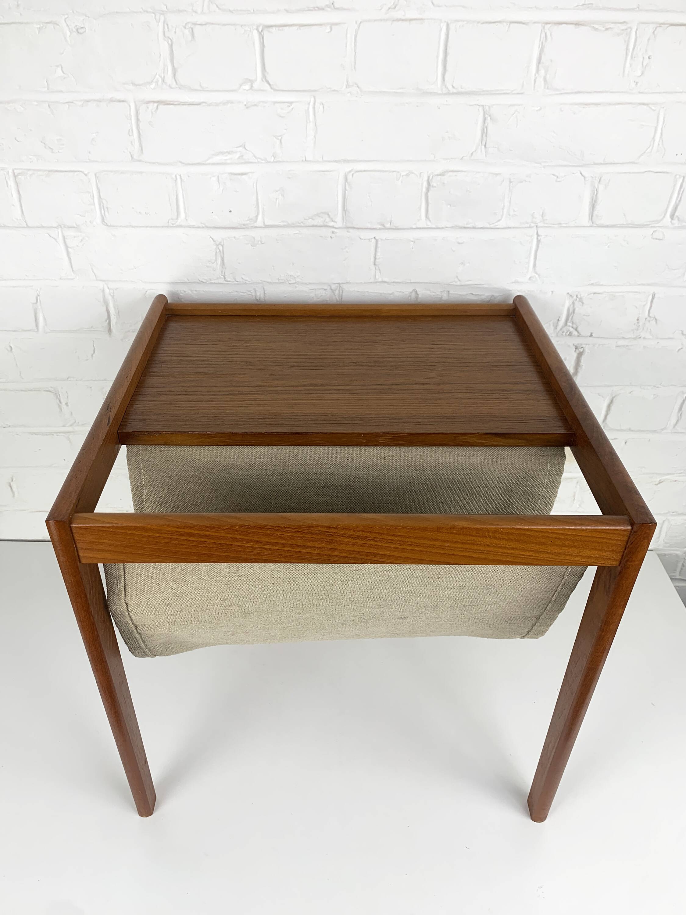 Danish teak side table with magazine rack, 1960s