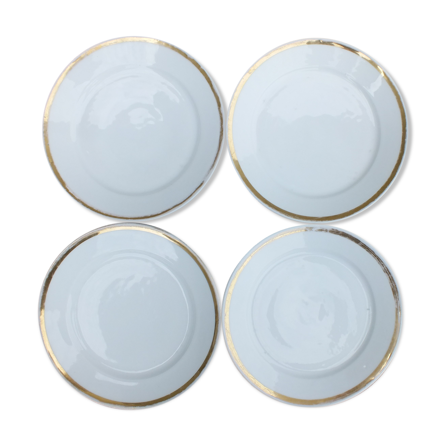 4 plates with hors d'oeuvre in porcelain of Paris 19th - gold net