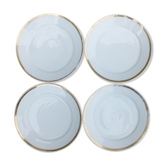 4 assiettes à hors d'œuvre en porcelaine de Paris 19è - filet or