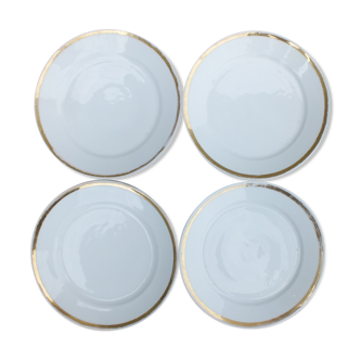 4 plates with hors d'oeuvre in porcelain of Paris 19th - gold net