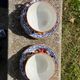 Gien earthenware tea cups and saucers with peony decor