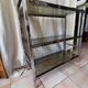 Étagère vintage métal chromé et verre fumé