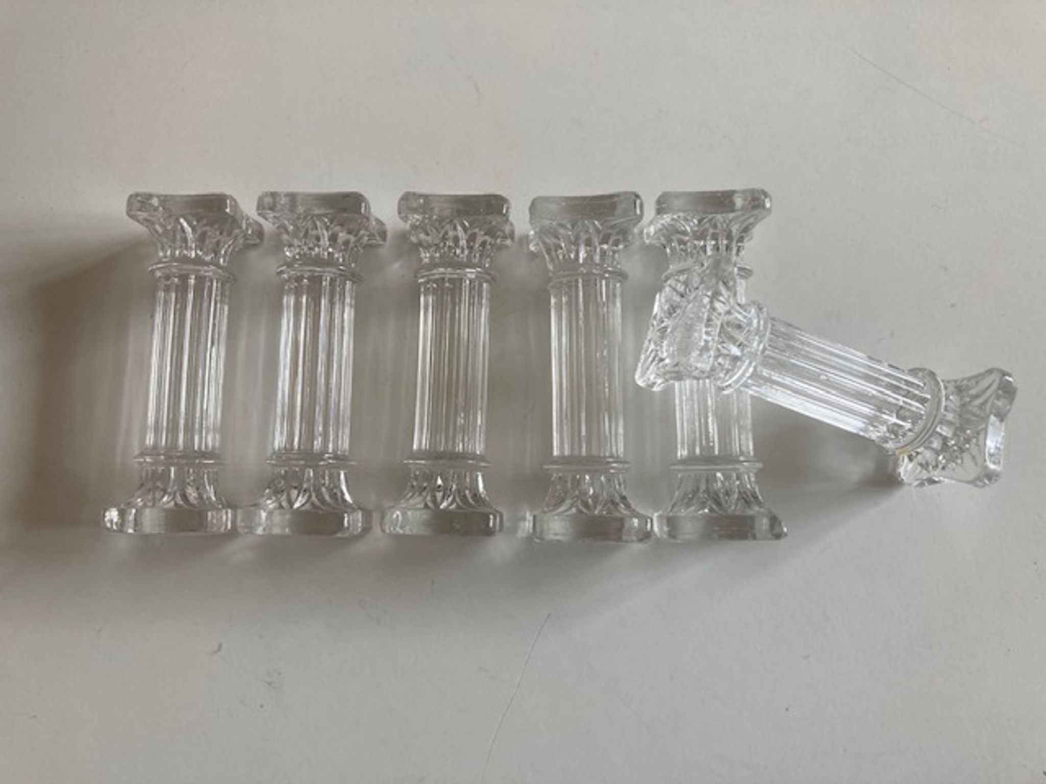 Set of 6 knife holder columns greek revival 1960 in ringing crystal
