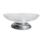 Coupe Art Déco en verre moulé et pied chromé