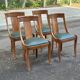 4 gondola chairs, Charles X restoration, solid wood and green leather, 19th century.