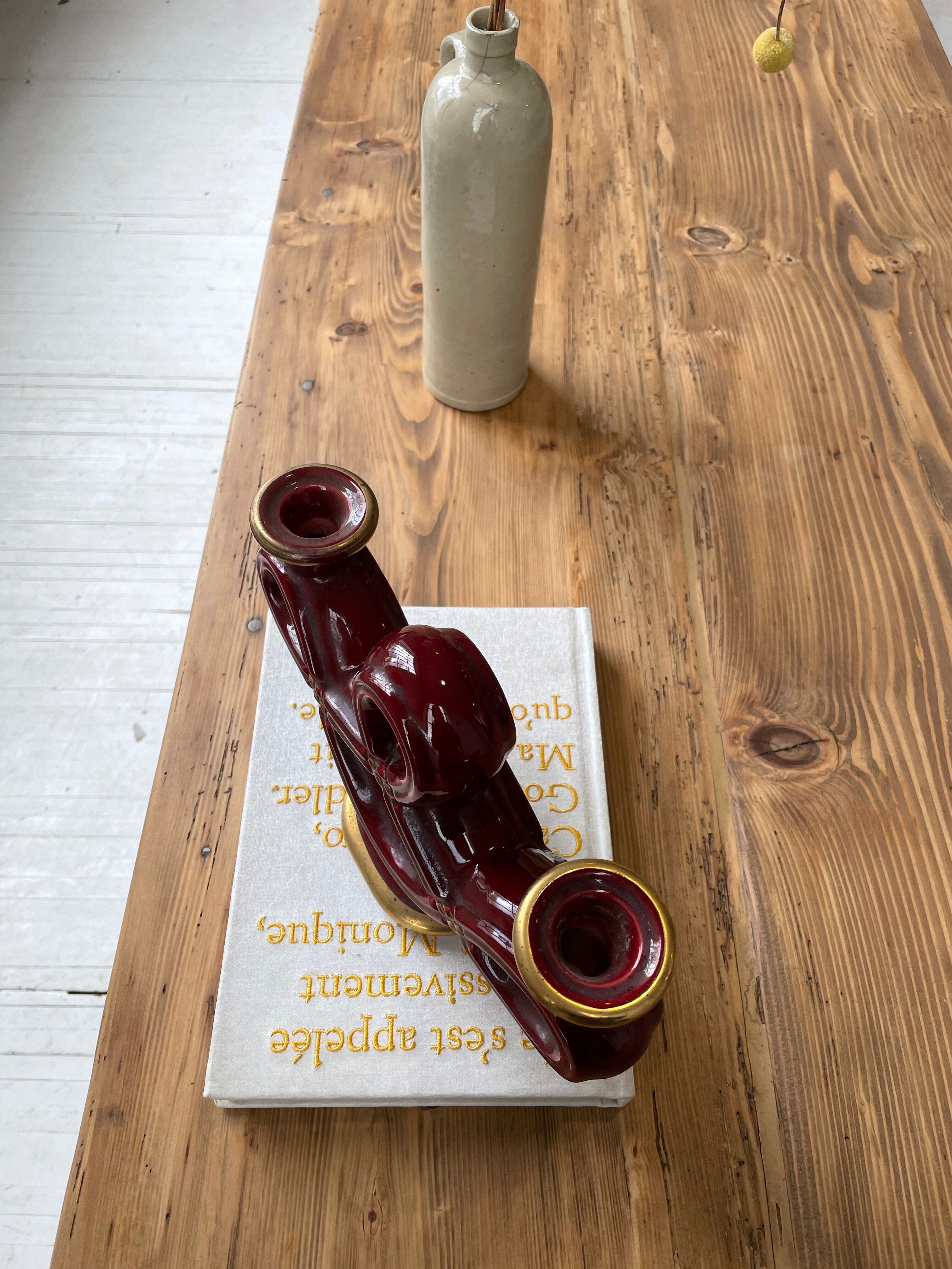 Vintage Vallauris red ceramic candlestick