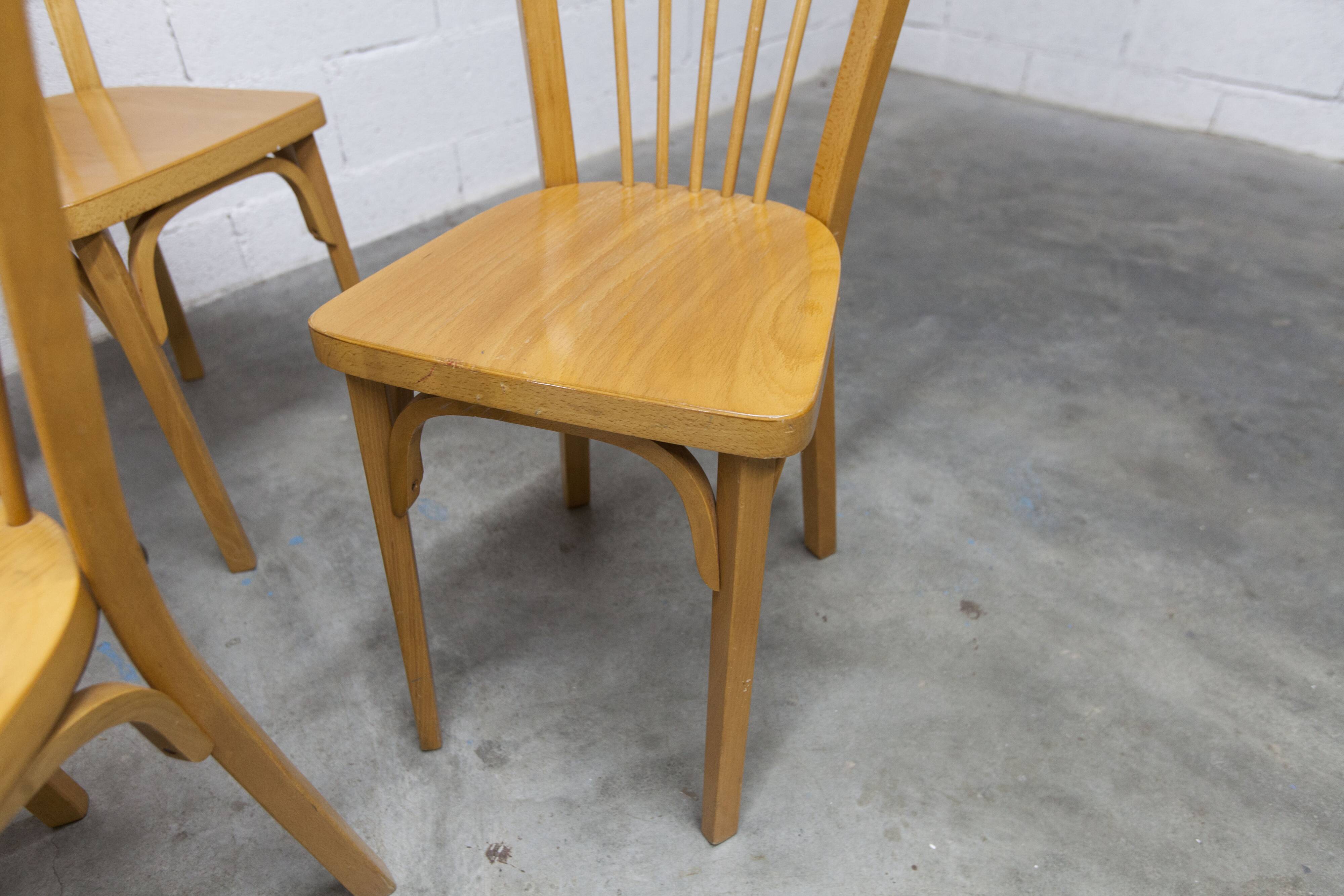 Set of 4 Baumann bistro chairs model 153 stamped 1981.