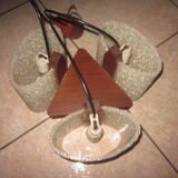 Scandinavian teak chandelier and perplexed
