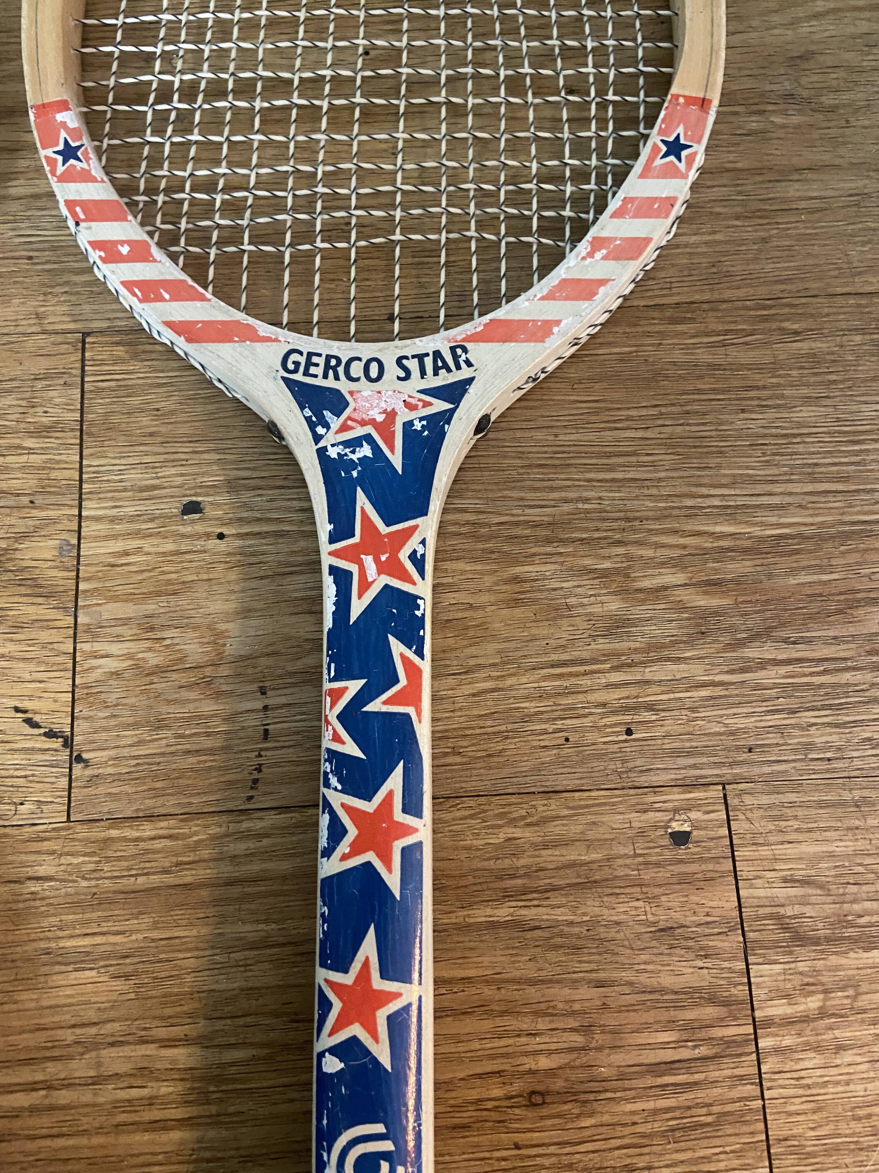 Pair of wooden tennis rackets dating from the 70s