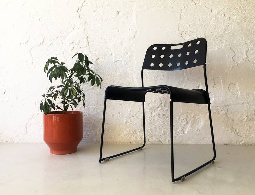 Black metal chair Italy 1970s