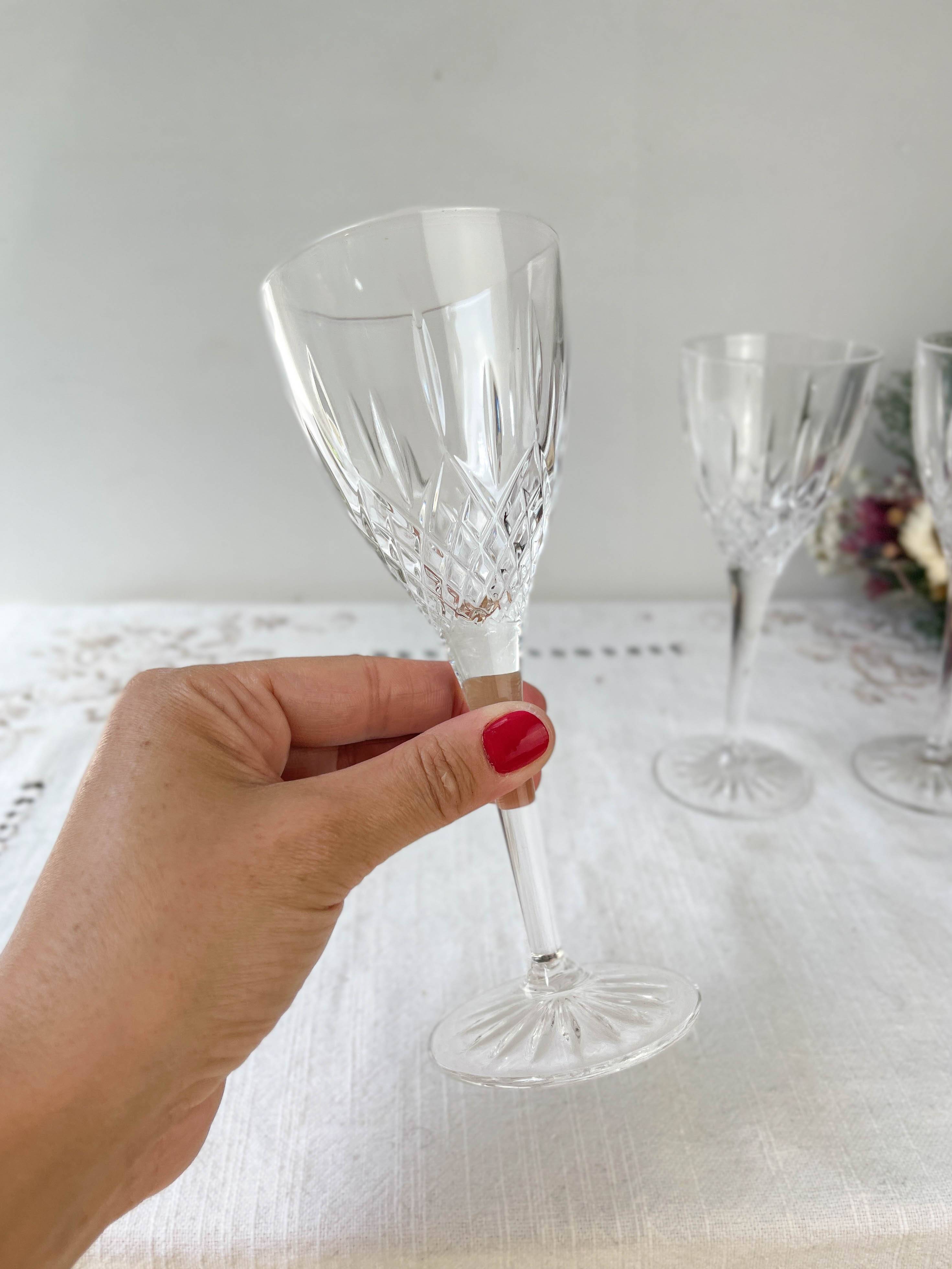 3 vintage chiseled crystal glasses
