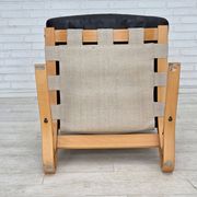 1970s, Norwegian design, armchair model "Kengu", leather, bent wood.