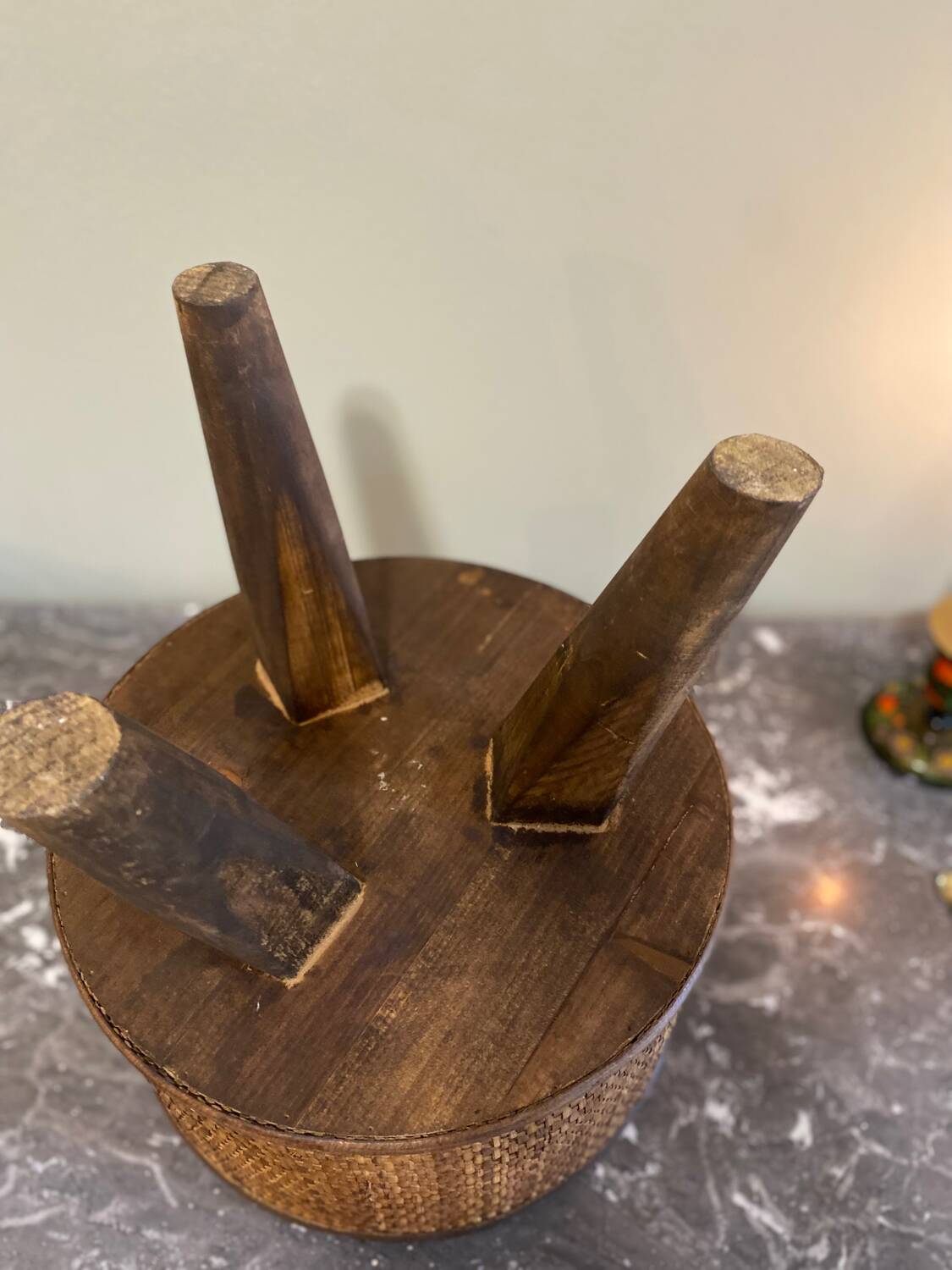 Wood and wicker stool