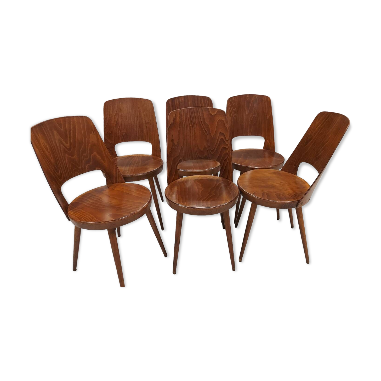 Set of 6 Baumann Bistrot chairs, Mondor model, vintage 1970