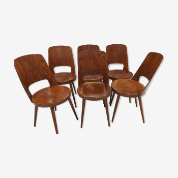 Suite de 6 chaises de Bistrot Baumann modèle Mondor vintage 1970