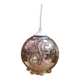 Ancienne Suspension Boule Verre Moulé 70’s Vintage