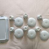 Lot de 6 tasses à café avec leurs soucoupes et 1 plat rectangulaire