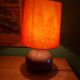 Ceramic (sandstone) lamp from the 50s, 60'S with silk lampshade