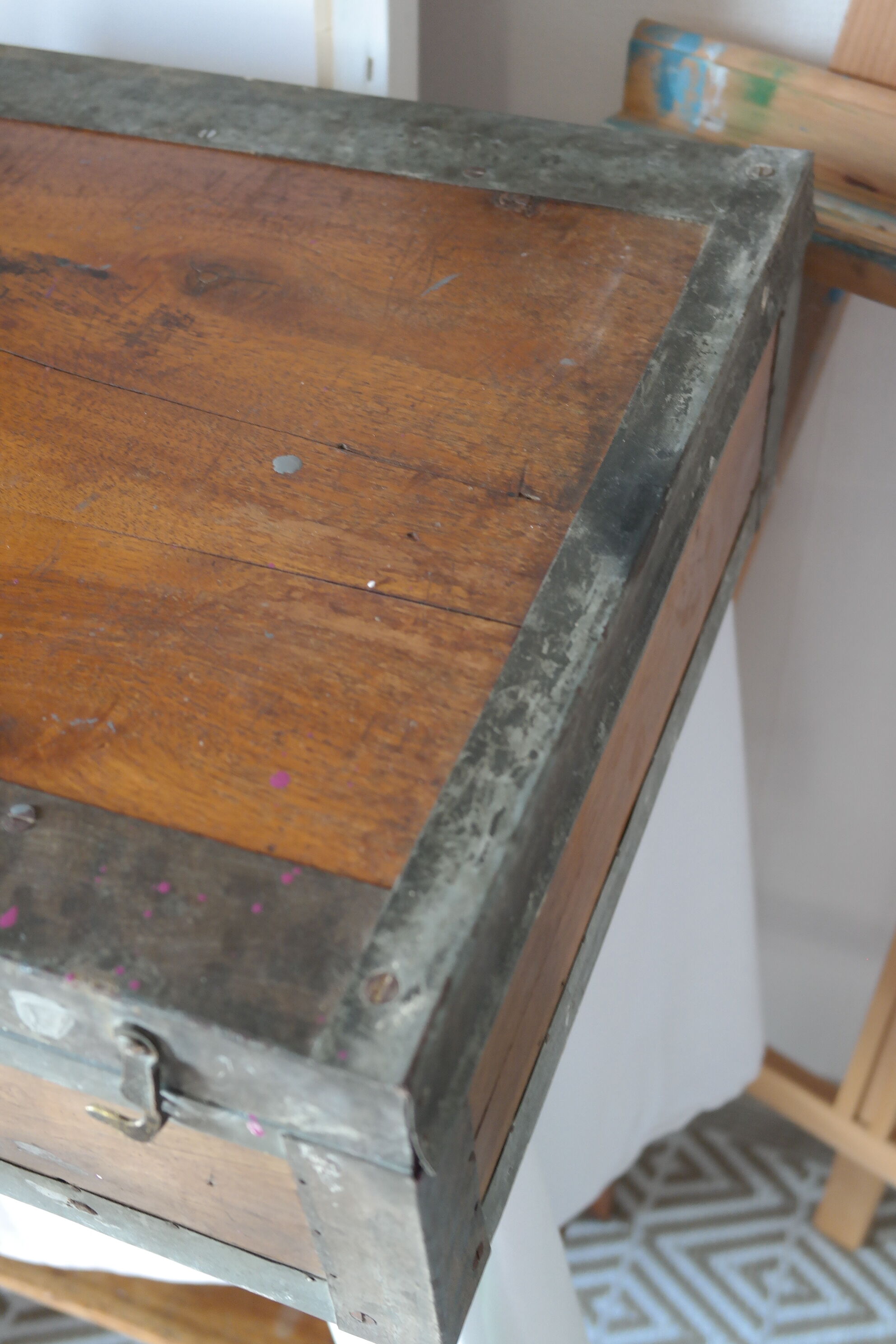 Painter's case in walnut and metal early XX