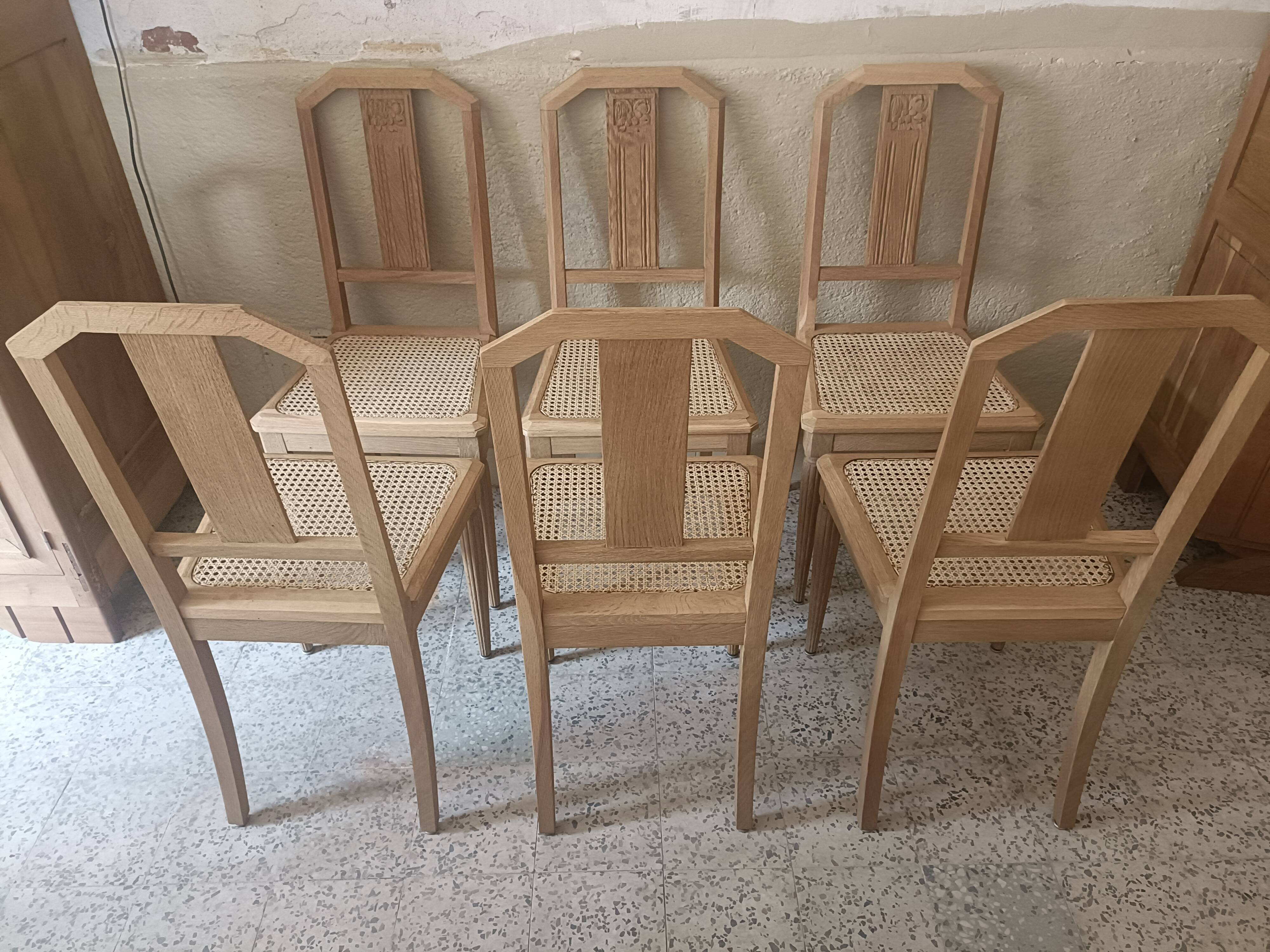 6 chaises cannées art déco rénovées