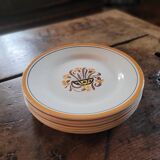 6 assiettes à dessert faïence de Montereau - Décor floral, circa 1950-