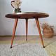 Vintage tripod side table, marquetry diamond-pattern top.