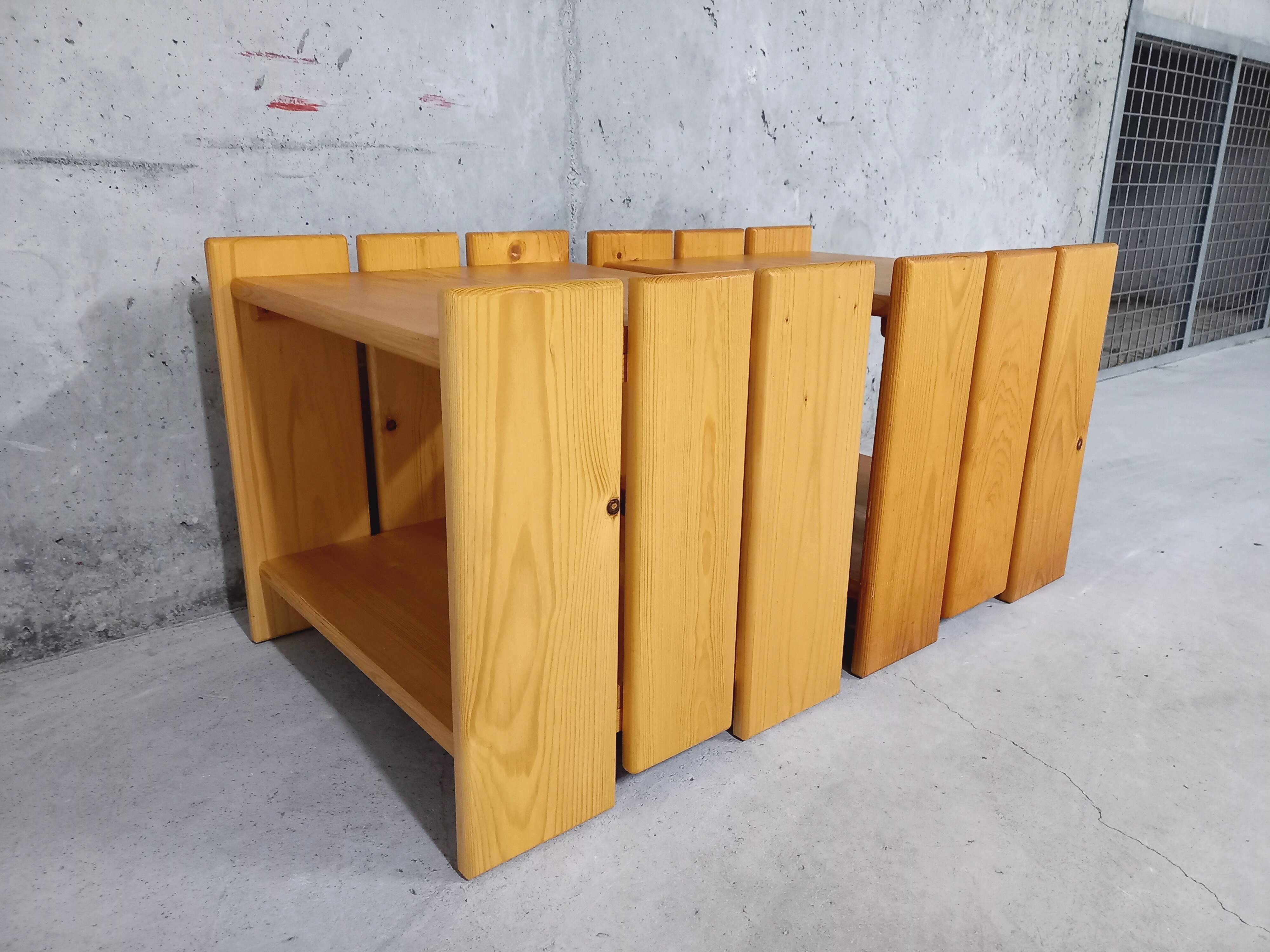 Pair of vintage pine bedside tables 70s 80s