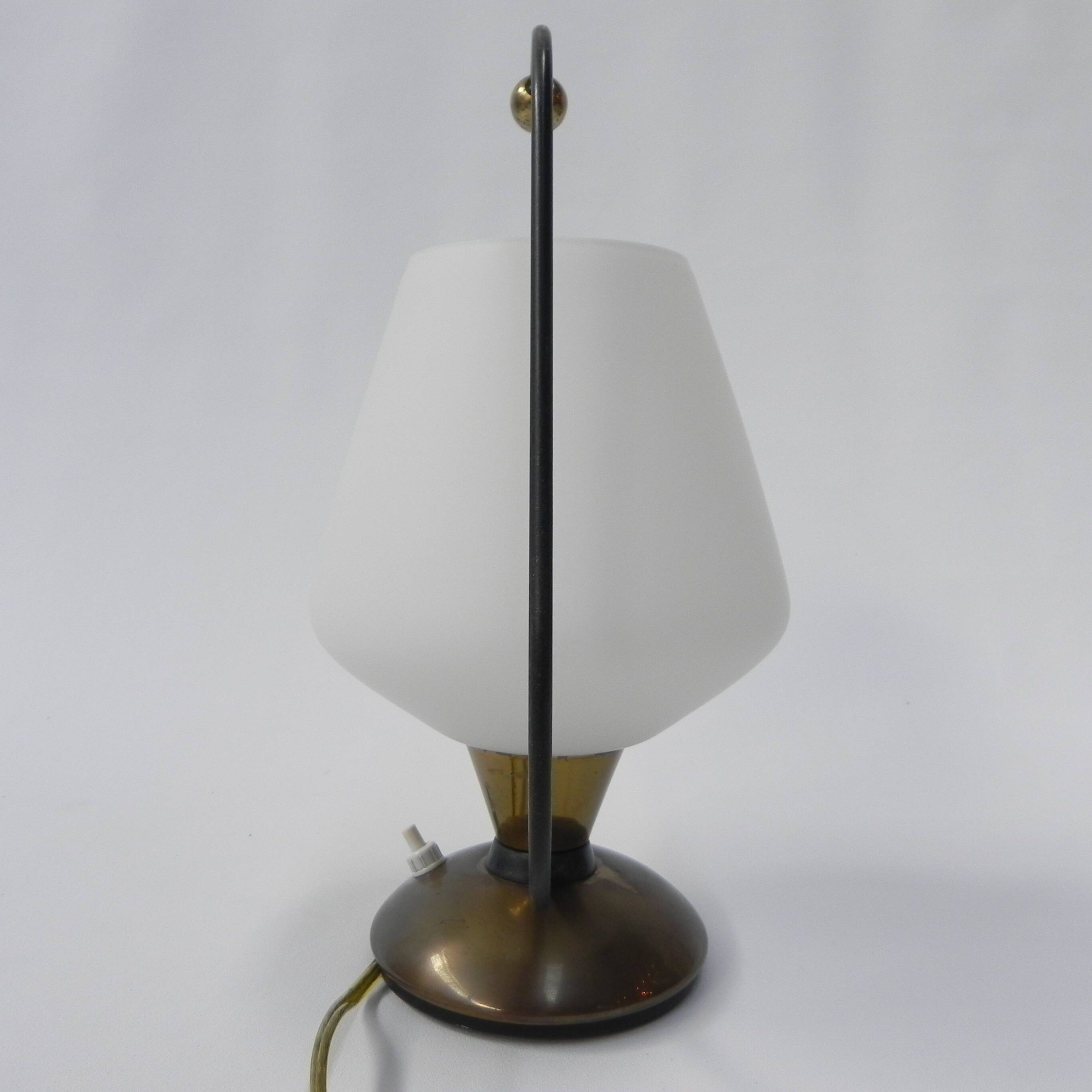 Vintage desk lamp with white glass shade