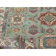 Contemporary Handmade Wool Area Rug, Turquoise Geometric Pattern Carpet for Living Room