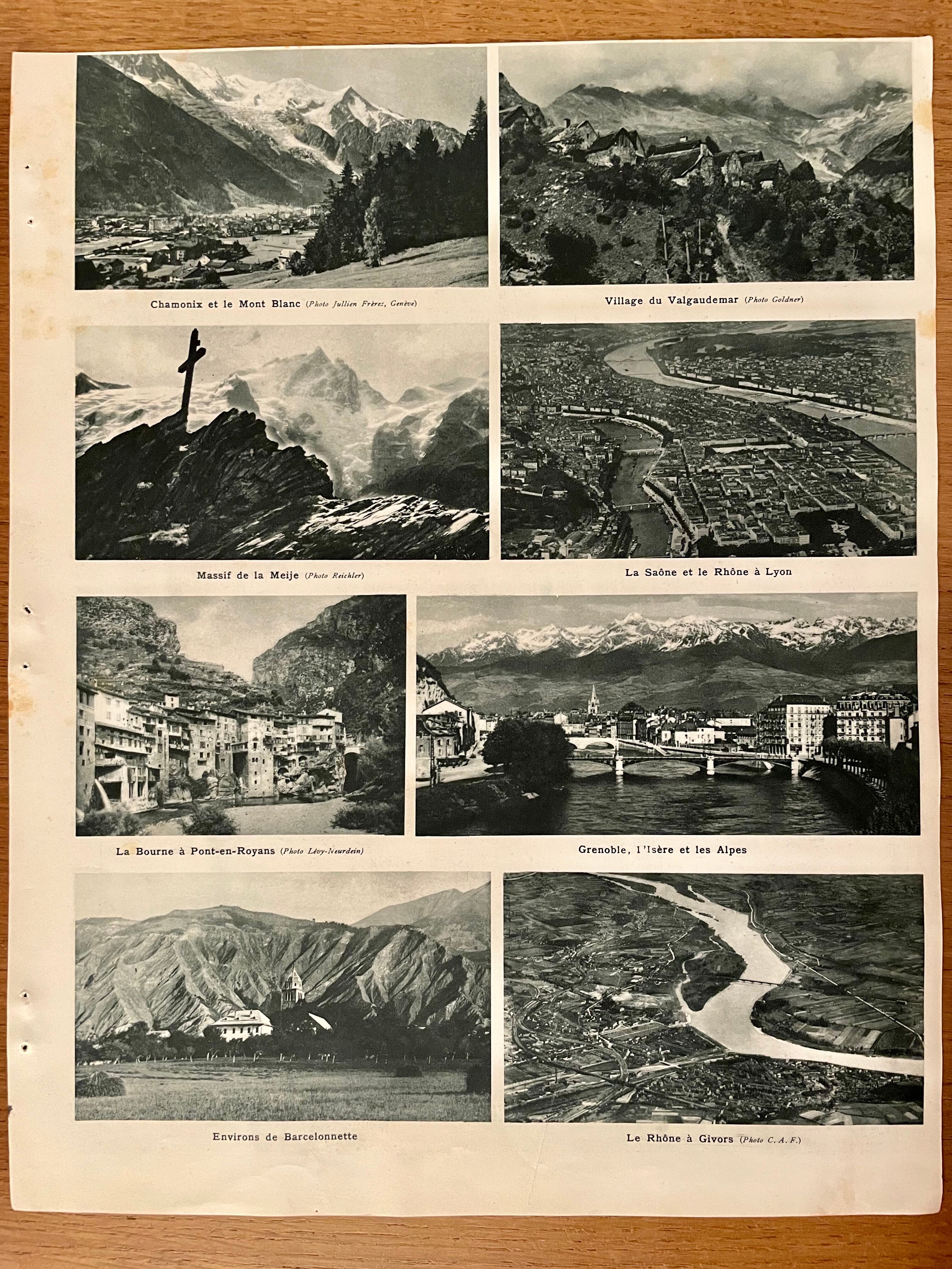 Map of the alps and rhone valley from 1945