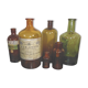 6 bottles of old amber and green pharmacy