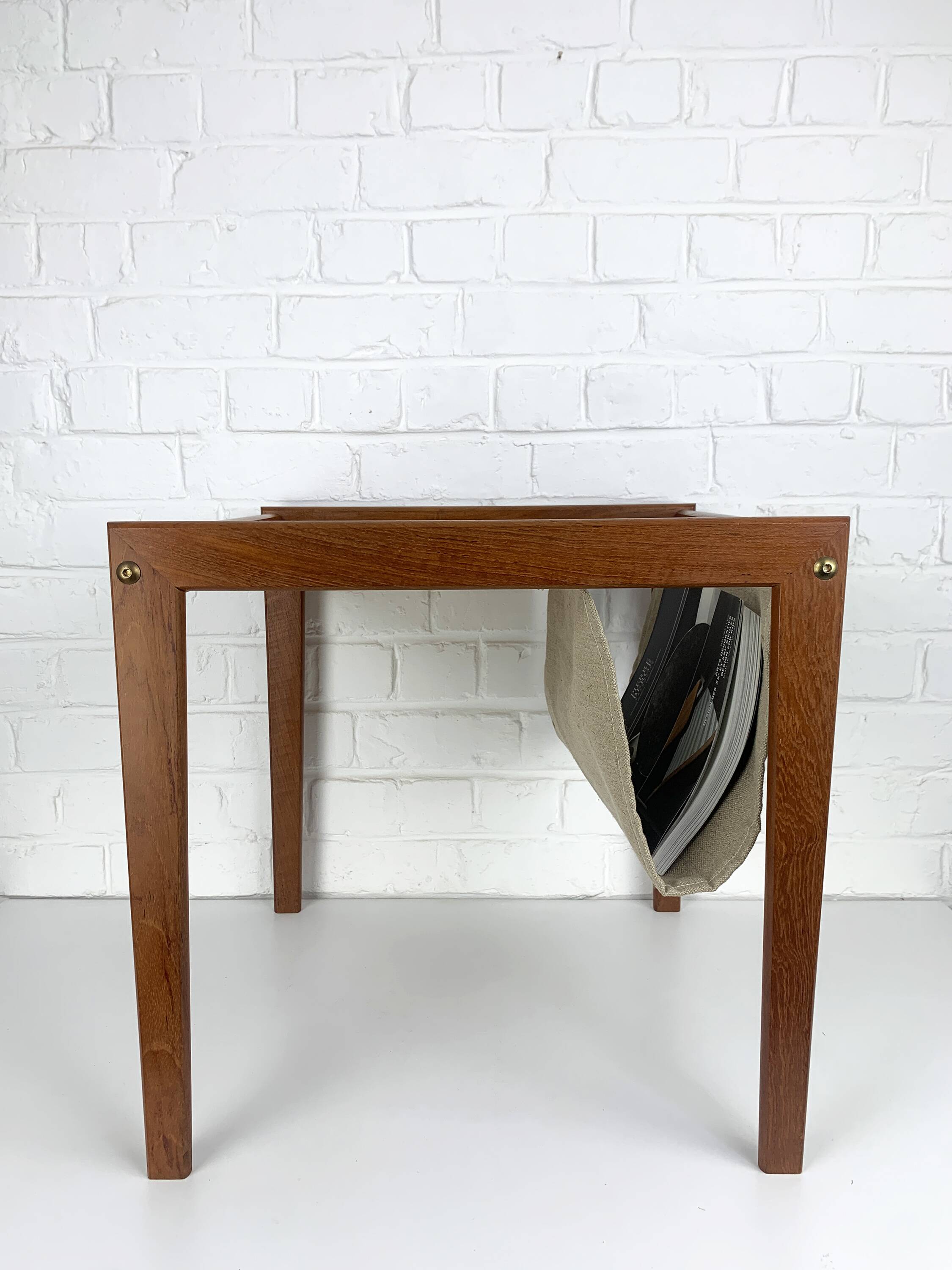 Danish teak side table with magazine rack, 1960s
