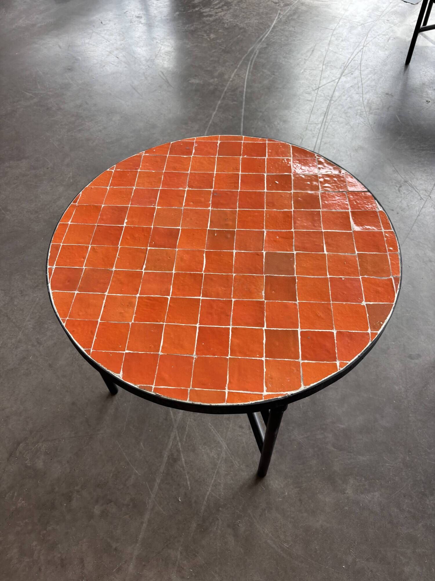 orange coffee table in handmade zellige from Morocco