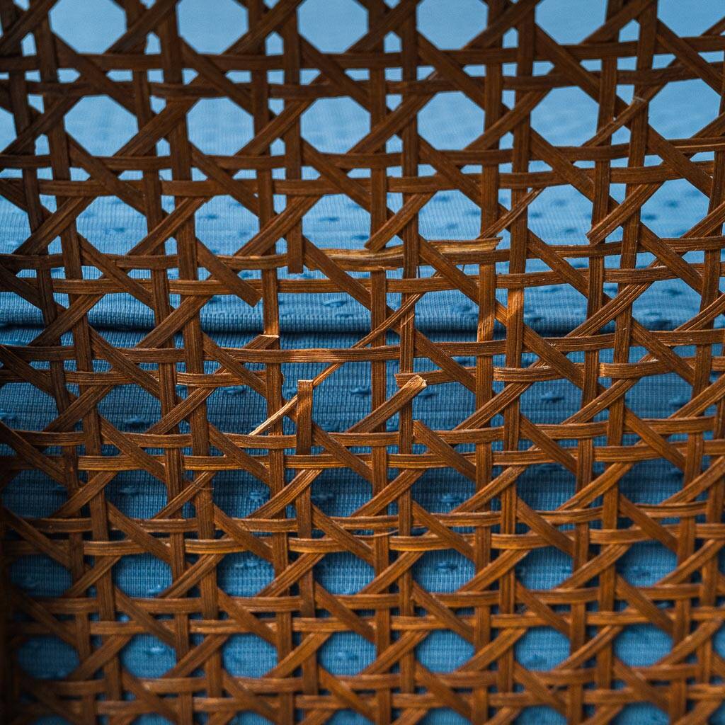 Pair of vintage armchairs in bamboo and Vienna straw 1960s modernism