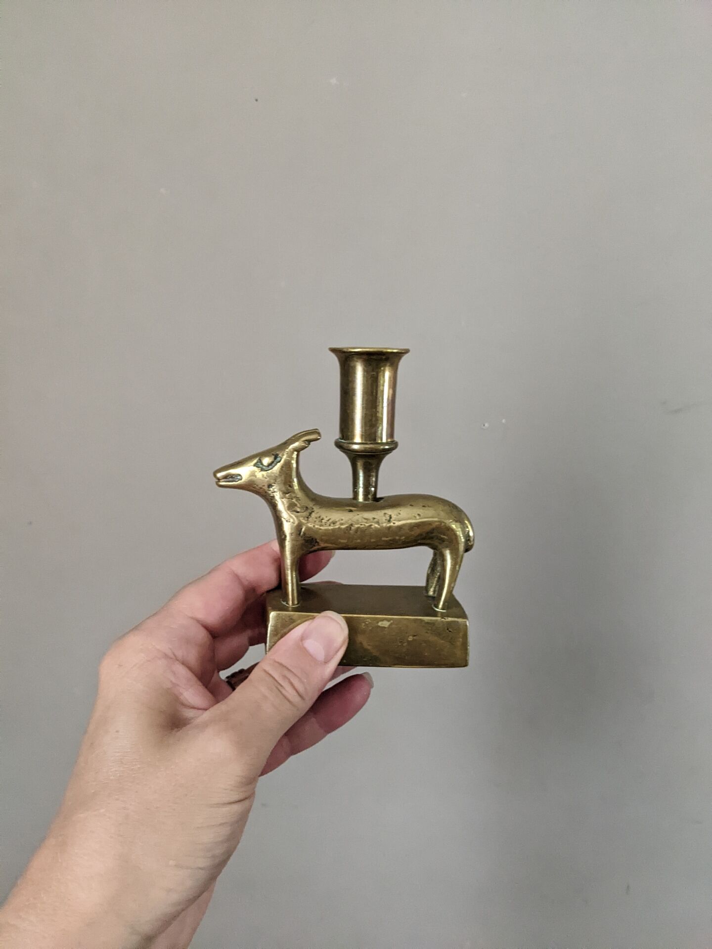 Pair of brass candlesticks ethnic decoration