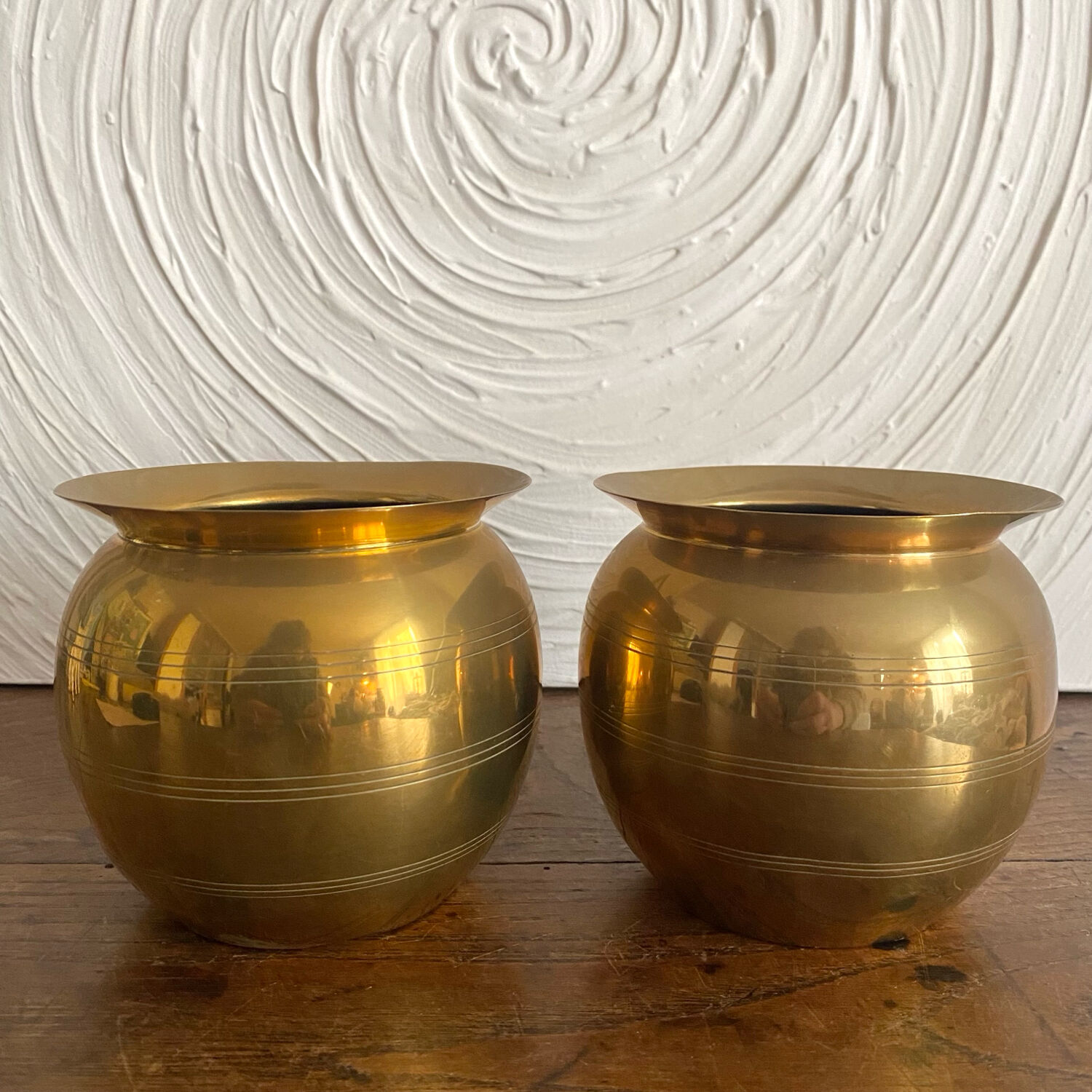 Paire de cache pots en laiton 