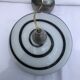 Suspension vintage opaline white black spiral pattern