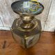 Antique brass lantern ceiling light + 6 faceted beveled glass vintage