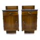 Pair of Art Dèco Italian Walnut and Grafite Gray Marble Bedside Tables,1920
