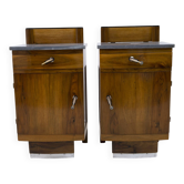 Paire de tables de chevet Art déco italiennes en noyer et marbre gris graphite, 1920