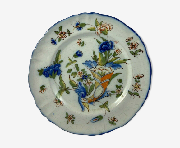 Faience plate cornucopia Saint Clement 1900 n 29 floral