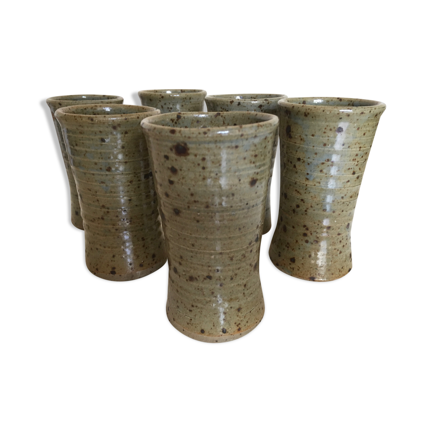 set of potter's pyrity sandstone mugs 1970