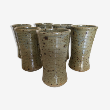 set of potter's pyrity sandstone mugs 1970