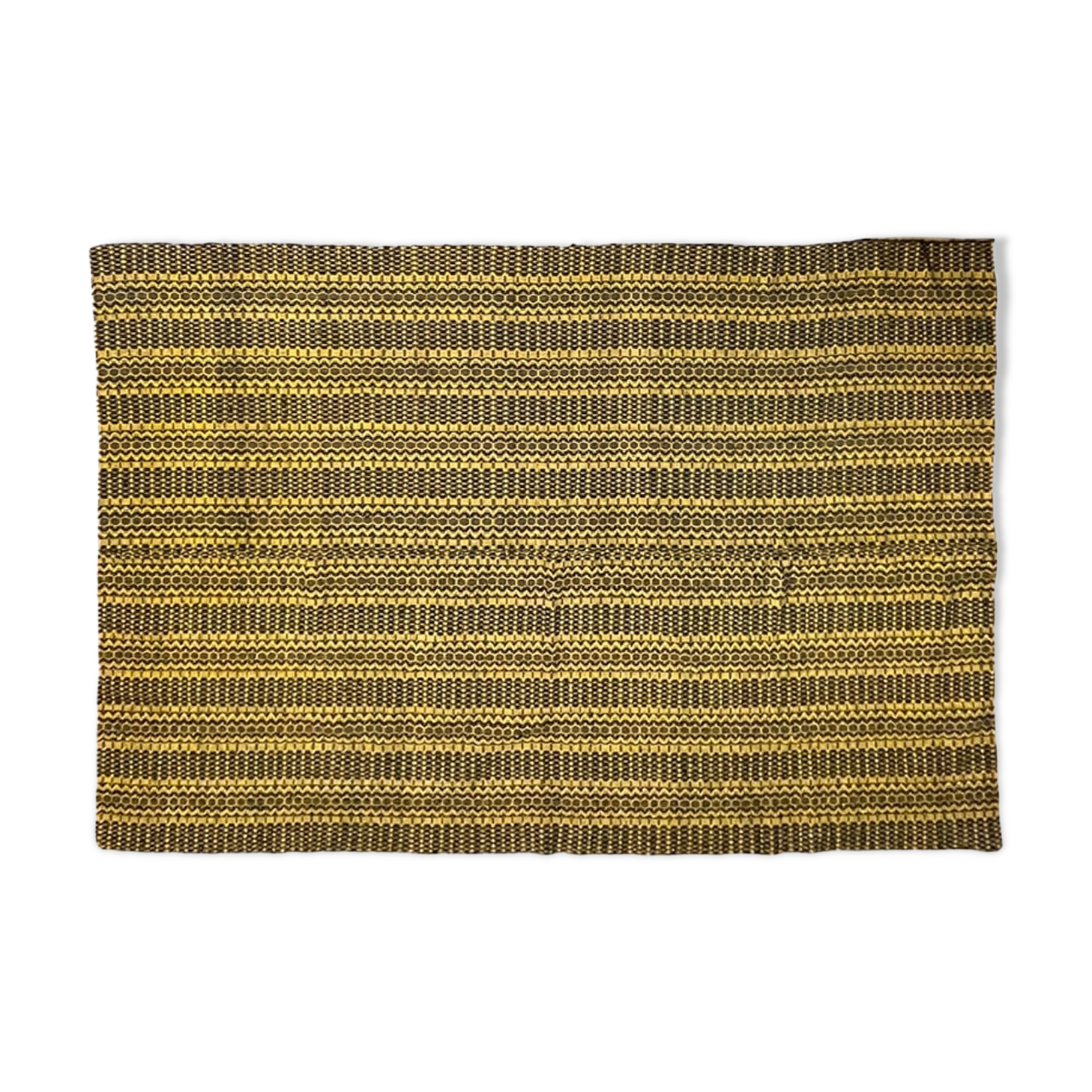 Romanian vintage carpet black design on a yellow background